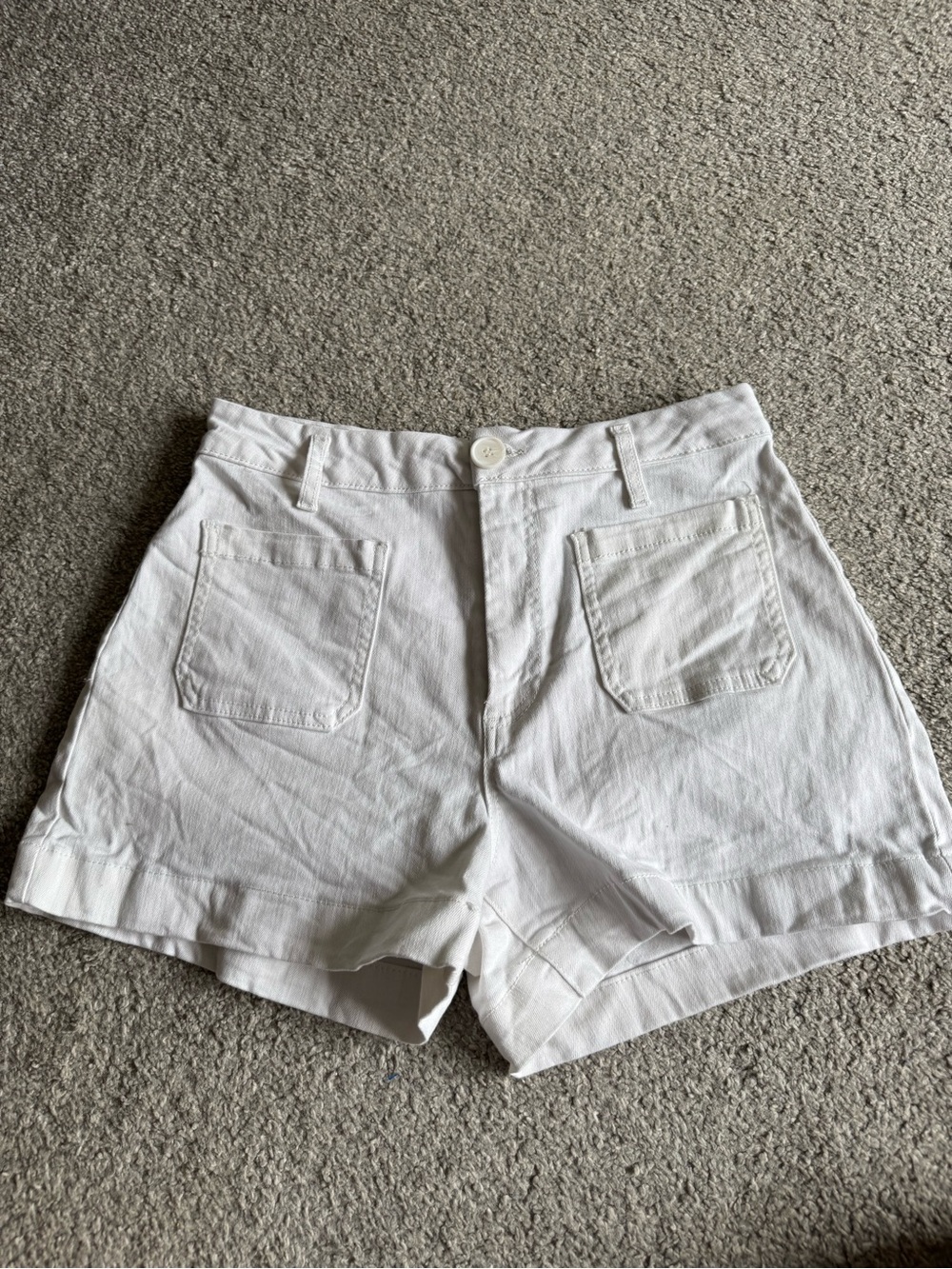 Oat New York White High-Waist Cotton Shorts